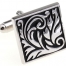 Black and Silver Large Leaves Cufflinks