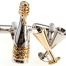 Silver and Gold Champagne and Glasses Cufflinks