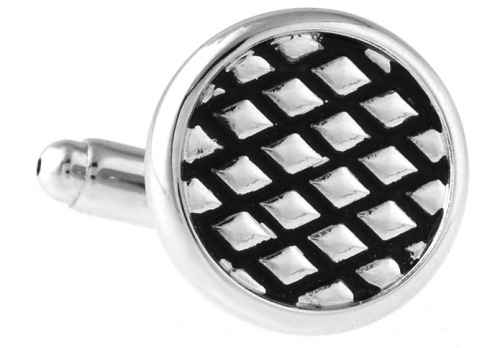 Silver Diamond Grid Cufflinks