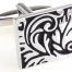 Black and Silver Rectangle Leaves Cufflinks