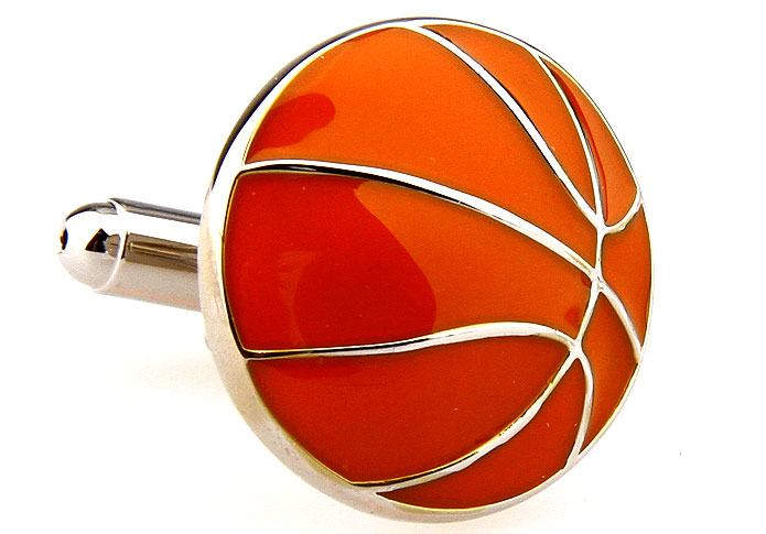 Orange Rhodium Cufflink Basketball Cufflink 