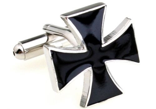 Silver and Black Iron Cross Cufflinks