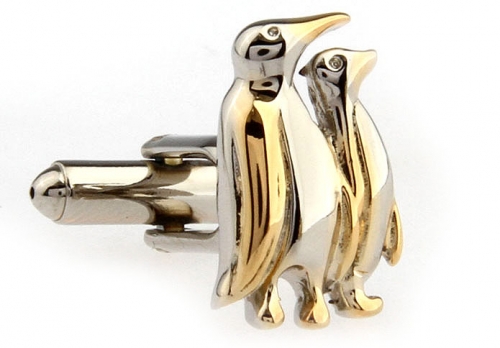 Gold and Silver Penguin Pair Cufflinks
