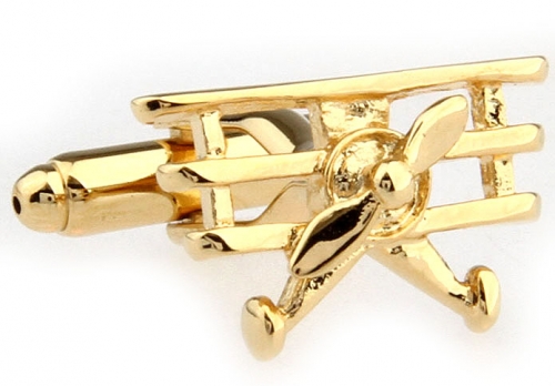 Gold Single Propellor Aeroplane Cufflinks