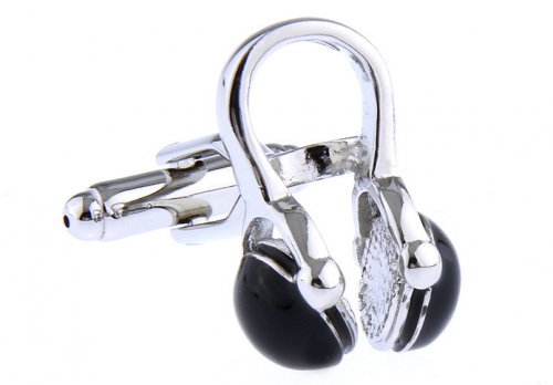 Silver and Black Headphones Cufflinks