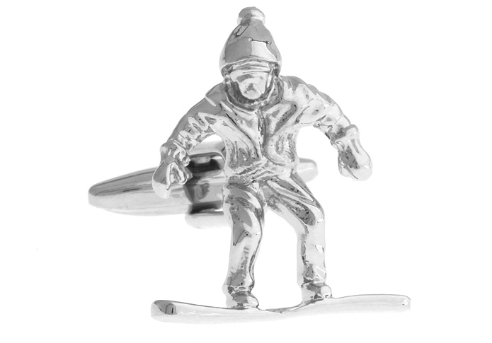 Silver Snowboarder Cufflinks