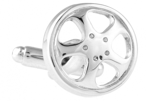 Silver Car Wheel Rim Cufflinks